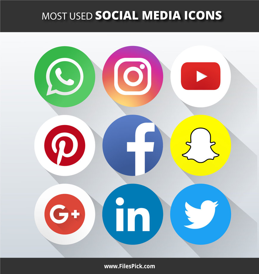 870x918 Most Used Social Media Vector Icons Vector Icons By Filespick On