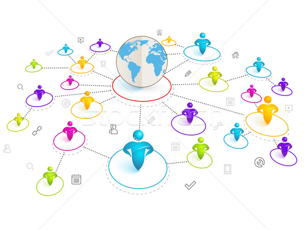 600x451 Isometric 3d Social Media Network. Vector Illustration With World
