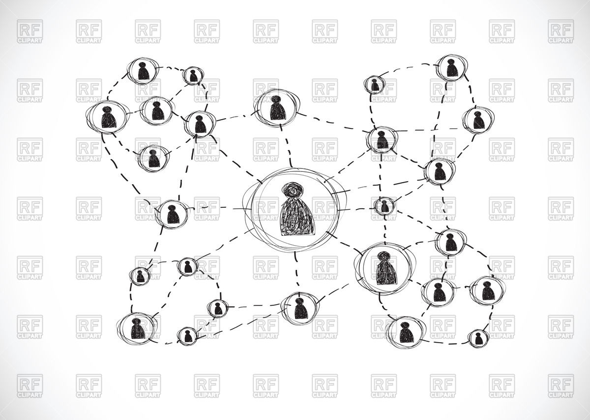 1200x853 Social Media Network Hand Drawn Scheme Vector Image Vector
