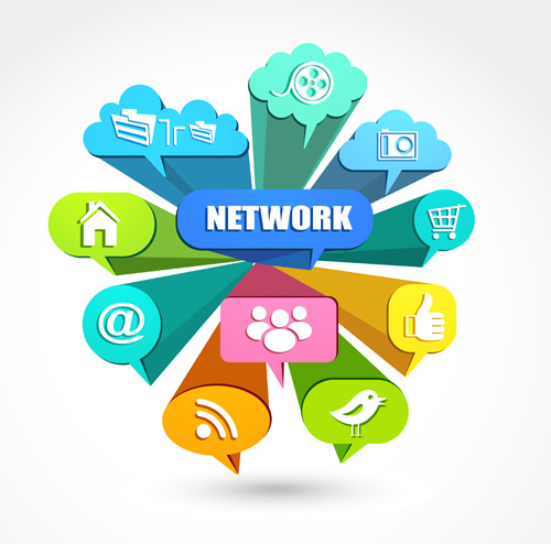 500x494 Social Icons And Speech Bubbles Vector Free Vector In Adobe