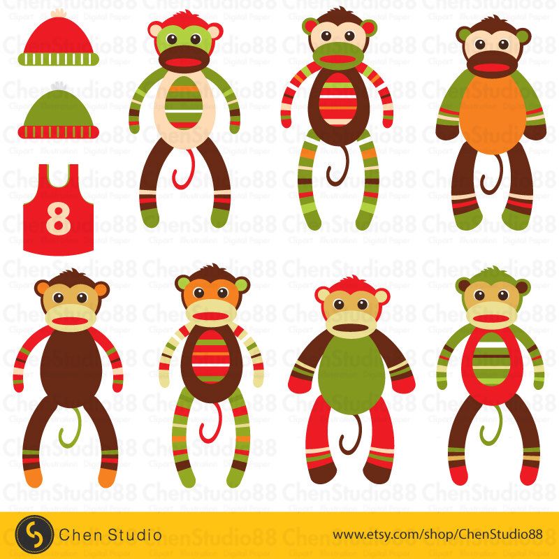 800x800 Christmas Sock Monkey Vector