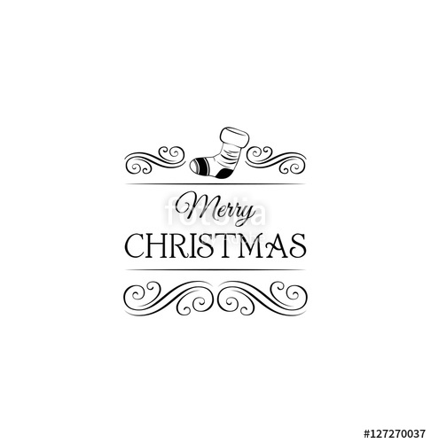486x500 Gift Sock. Merry Christmas Label. Template For Greeting Card