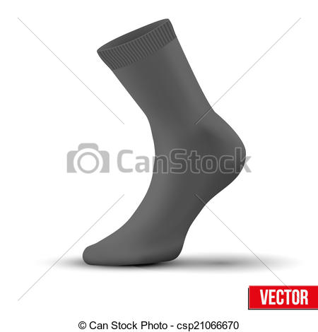 450x470 Realistic Layout Of Black Sock. A Simple Example. Vector