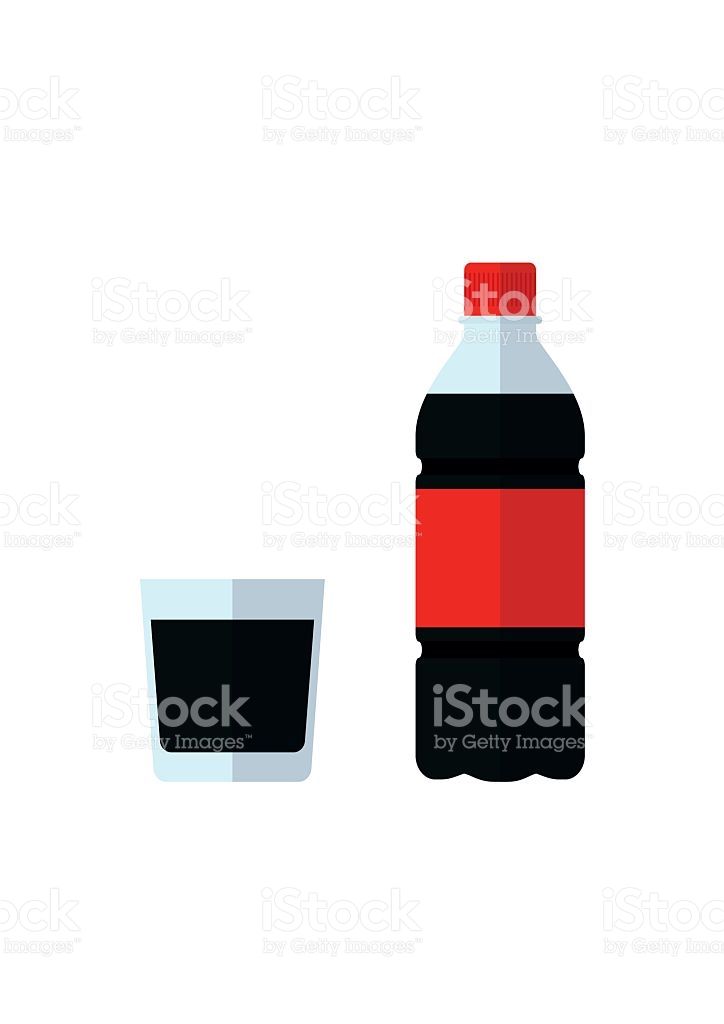 724x1024 Soda Bottle Icon And Glass. Drink In Flat Style Isolated On White