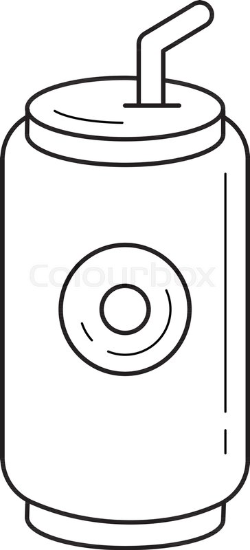 364x800 Soda Pop Can Vector Line Icon Isolated On White Background. Metal