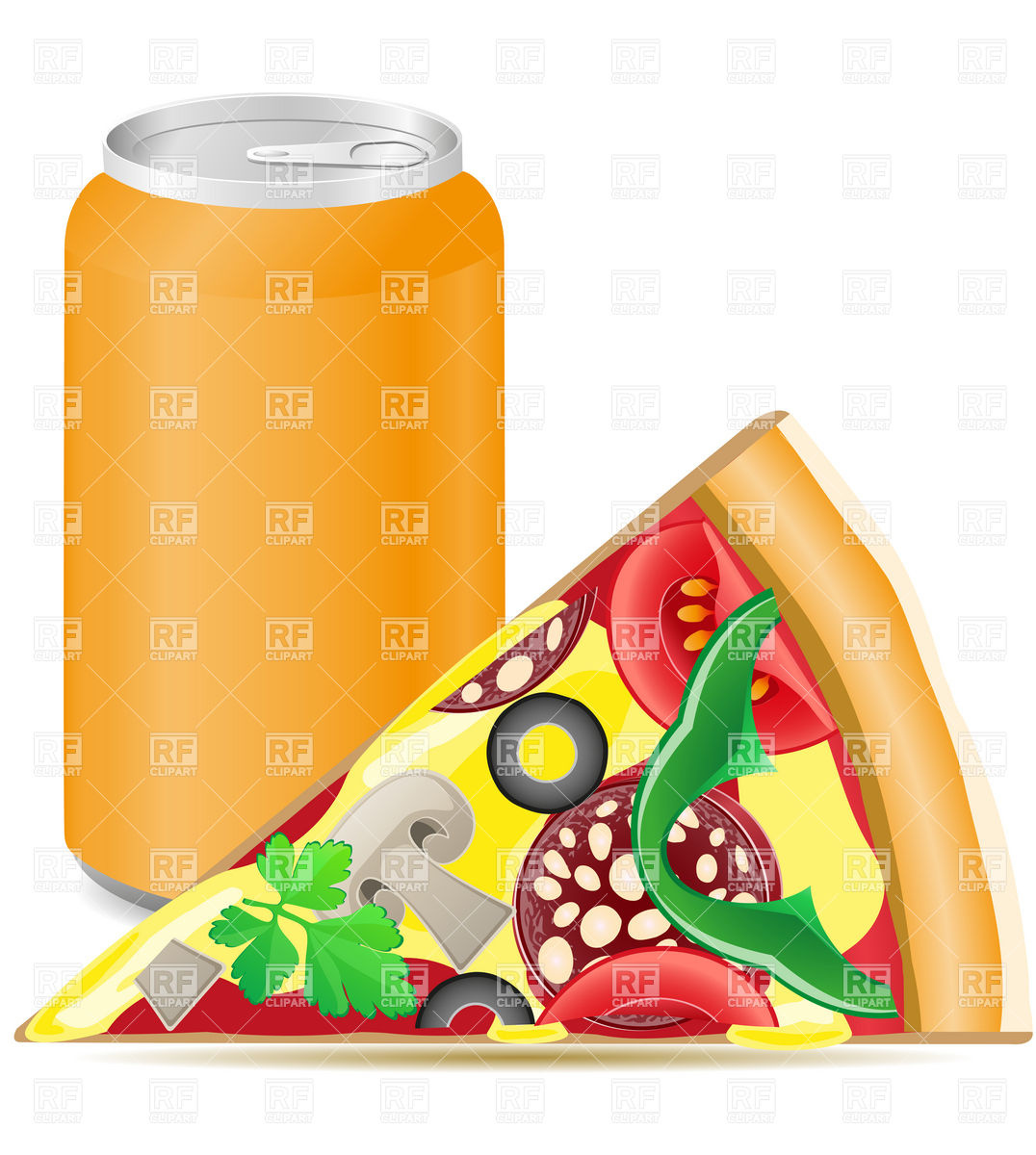 1076x1200 Pizza And Aluminum Cans With Soda Vector Image Vector Artwork Of