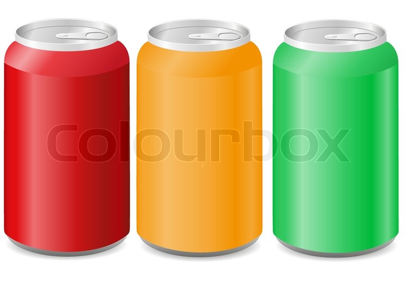800x562 Coloured Aluminum Cans With Soda Vector Illustration Stock