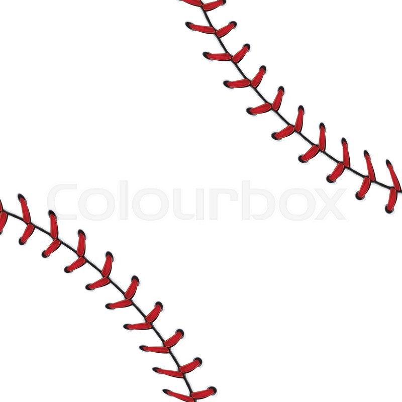 800x800 Softball, Baseball Red Lace Over White Background. Stock Vector