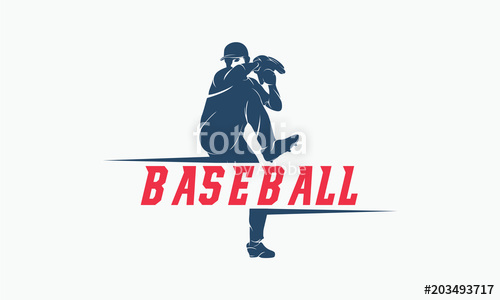 500x300 Softball Silhouette Logo, Baseball Logo Vector Illustration