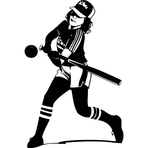 500x500 Softball Player Clipart