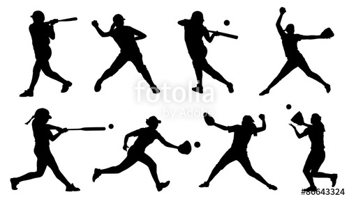 500x286 Softball Silhouettes Stock Image And Royalty Free Vector Files On