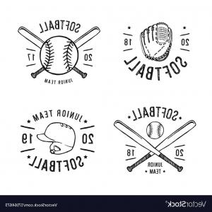 300x300 Hand Drawn Emblem Of Softball Vector Orangiausa