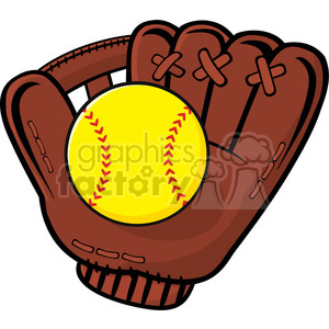300x300 Royalty Free Baseball Glove And Yellow Softball Vector