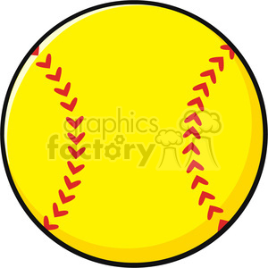 300x300 Royalty Free Cartoon Softball Vector Illustration Isolated On