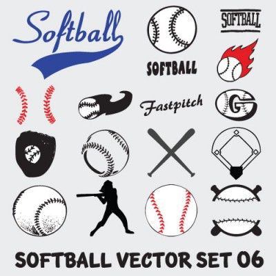400x400 Softball Vector Set 06 09885 By Download Vector Silhouette