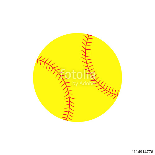 500x500 Flat Icon Softball Ball. Vector Illustration. Stock Image And