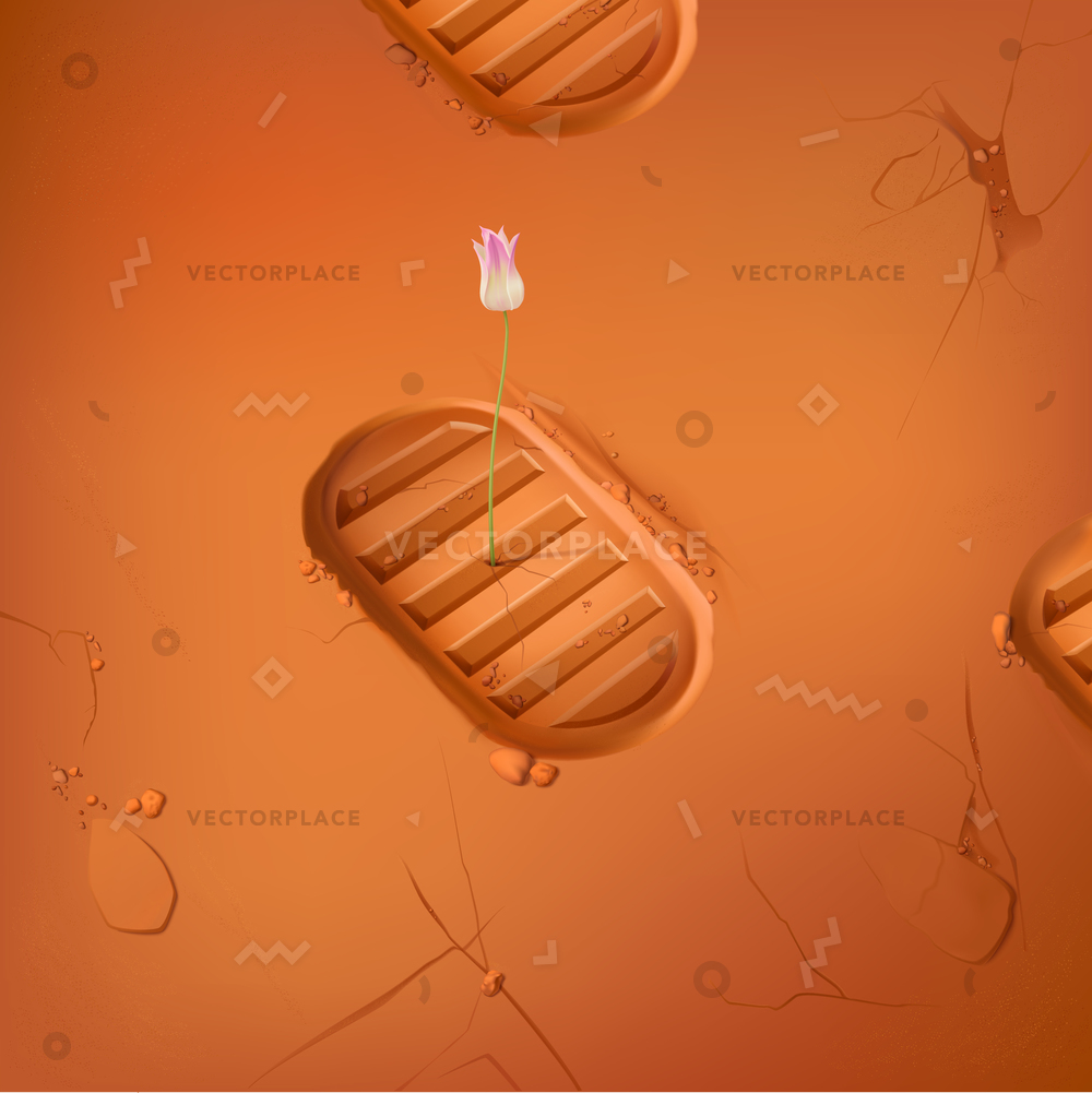 1000x1001 Pink Tulip Flower Growing From Spacesuit Vector Illustration 34617