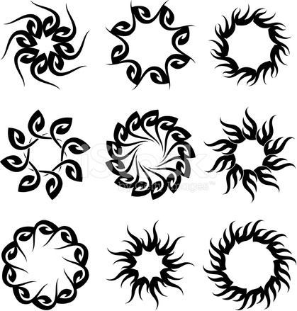 419x439 Tatuajes Tribales Del Sol Stock Vector