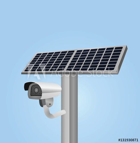 490x500 Camera With Solar Panel Vector