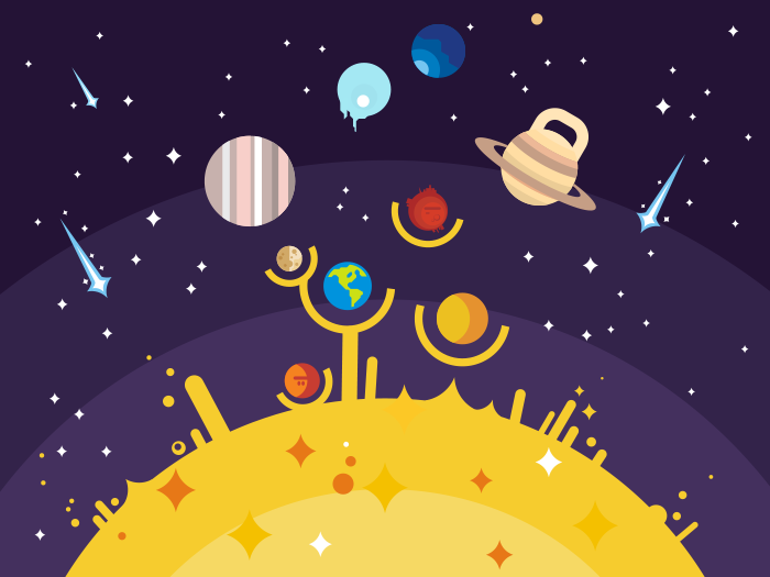 700x525 Solar System Flat Illustration