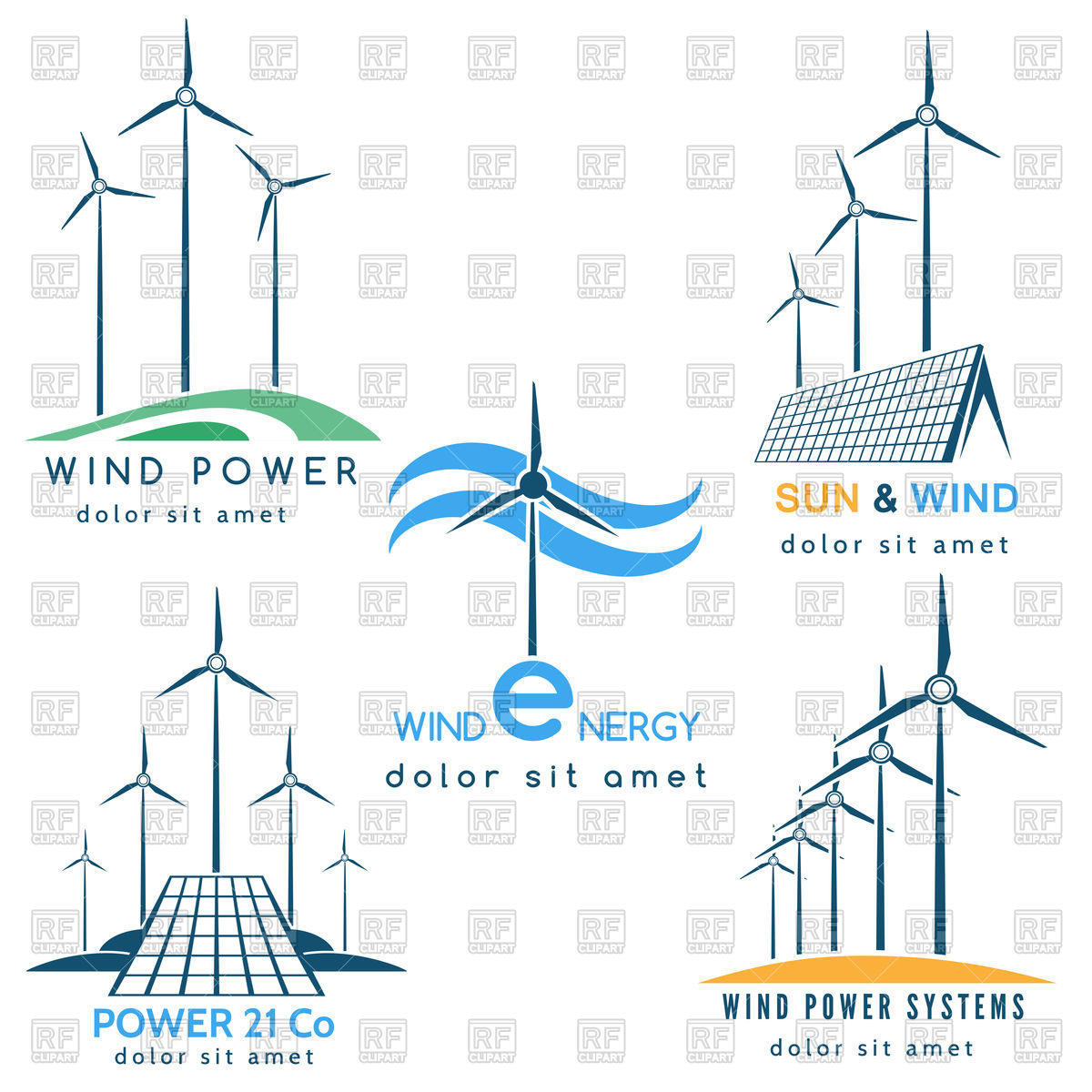 1200x1200 Solar And Wind Energy Generators And Turbines Vector Image
