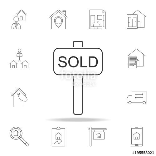 500x500 Sold Vector Icon, Sold Out Symbol. Set Of Sale Real Estate Element