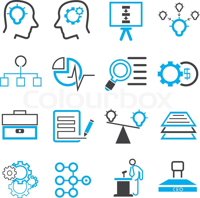 800x791 Business Solution Icons, Blue Theme Stock Vector Colourbox