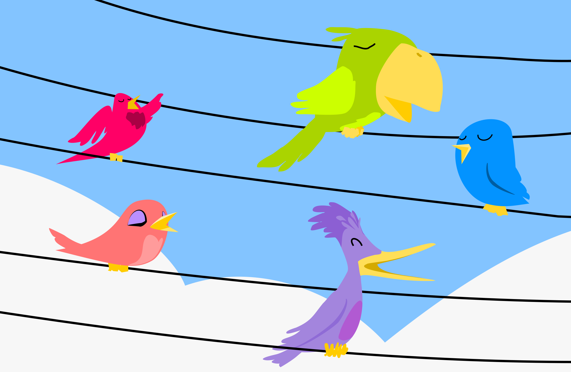 2400x1566 Song Birds Cartoon Vector Art Image