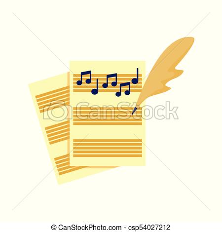 450x470 Writing Music Song Tablature Vector Illustration Graphic Design.