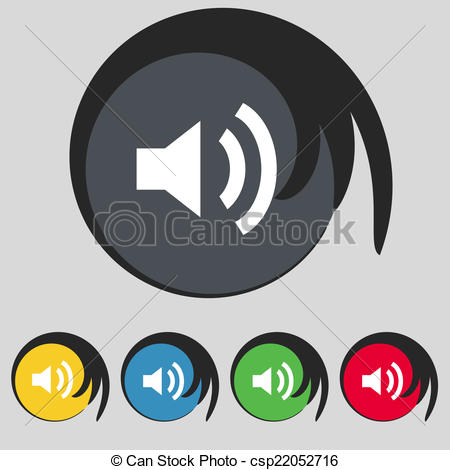 450x470 Speaker Volume Sign Icon. Sound Symbol. Set Colourful Buttons