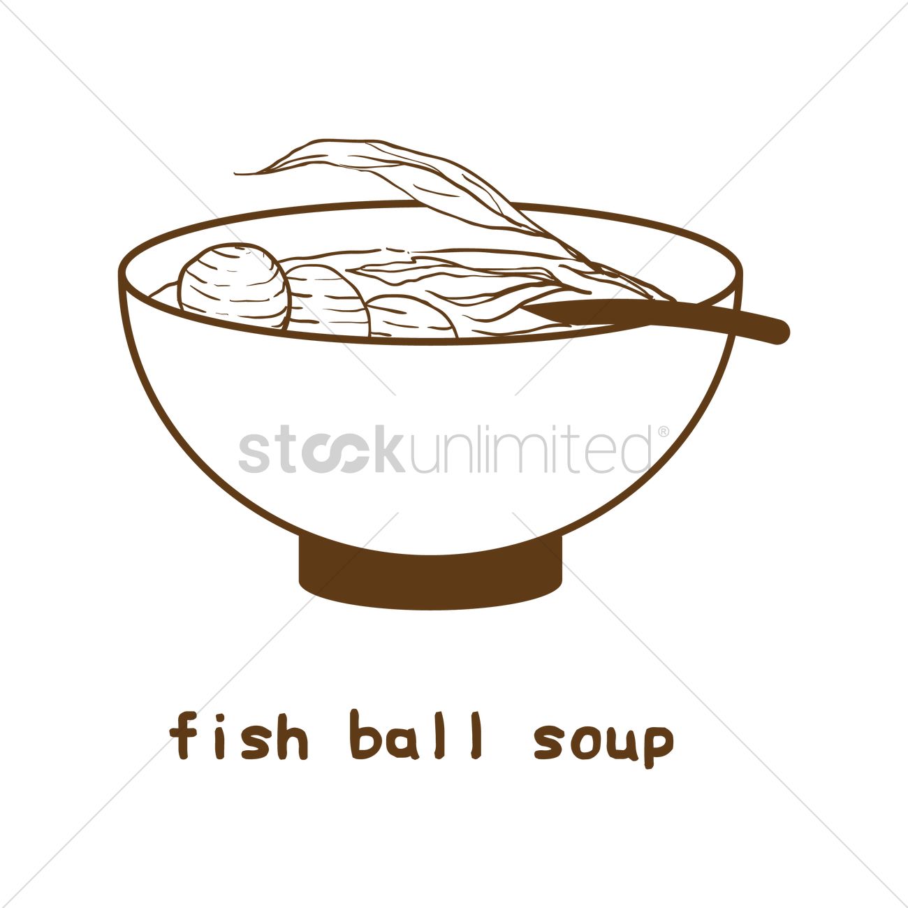 1300x1300 Fish Ball Soup Vector Image