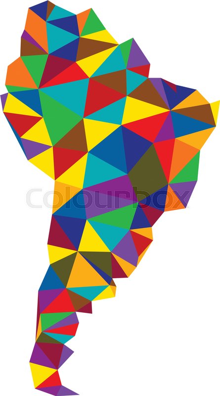 445x800 Colorful Mosaic Geometric Abstract South America Map. Vector Paper