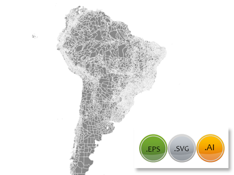 340x255 South America Vector Map Districts Municipality