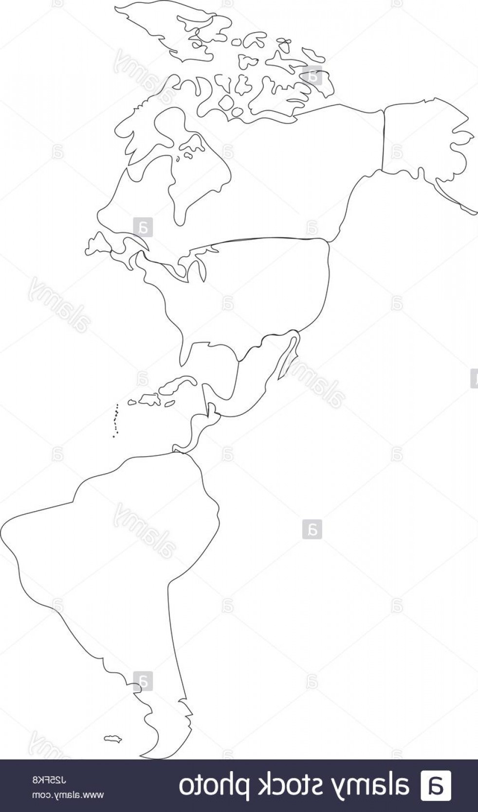 982x1668 Stock Photo Line Vector Outline Map Of North And South America On