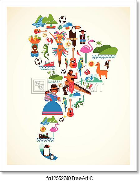 450x580 Free Art Print Of South America Love