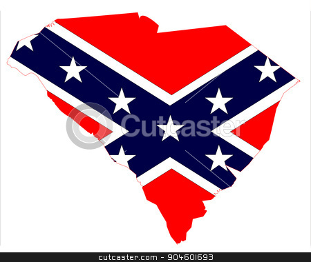 450x380 South Carolina Map And Confederate Flag Stock Vector