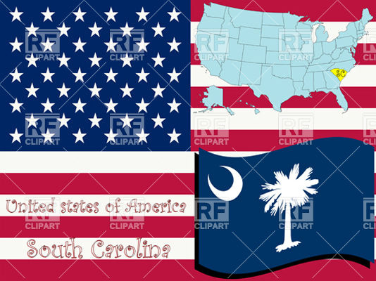 534x400 South Carolina State Flag And Map Outline Vector Image Vector