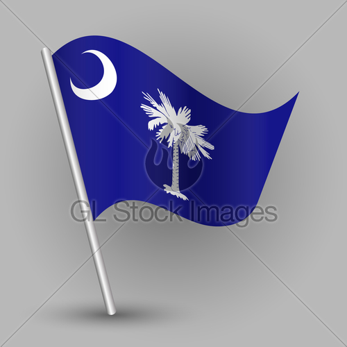 500x500 Vector Waving Simple Triangle American State Flag On Slan... Gl