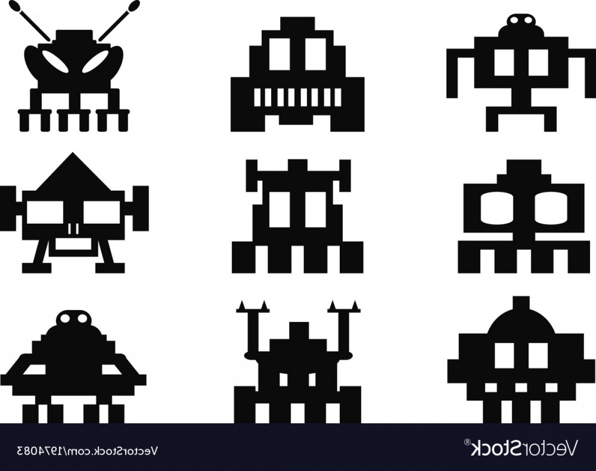 1200x948 Space Invaders Icons Set Pixel Monsters Vector Shopatcloth
