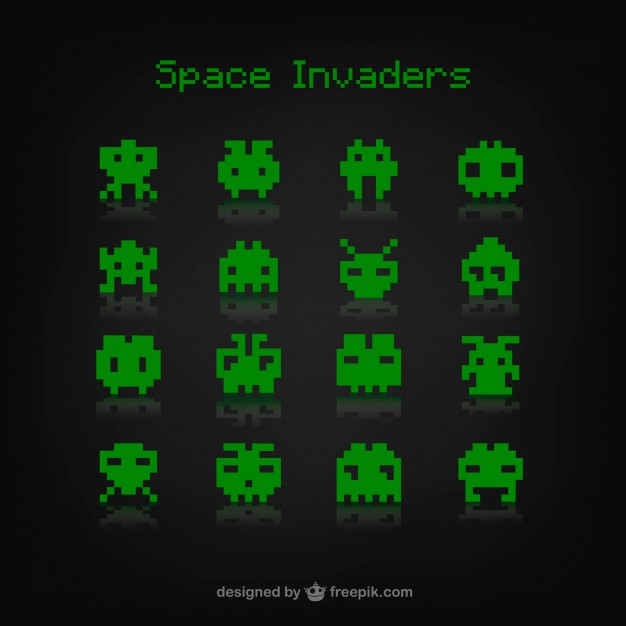 626x626 Space Invaders Game Vector Free Download