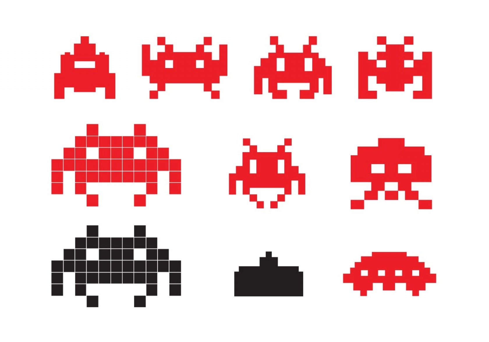 1680x1176 Free Vector Space Invader Icons Geekchicpro