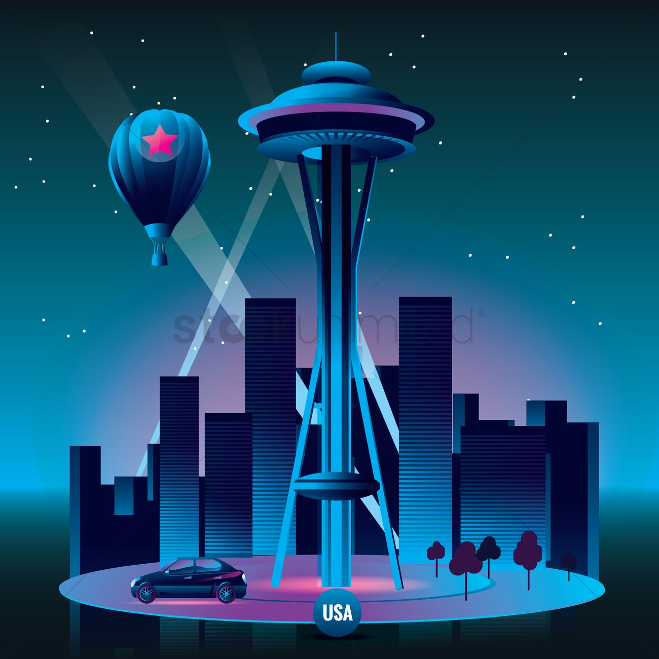 1300x1300 Space Needle Vector Image