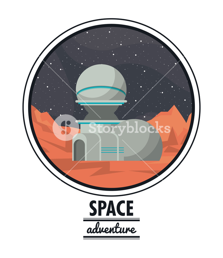 866x1000 Mars Space Station Adventure Round Symbol Vector Illustration