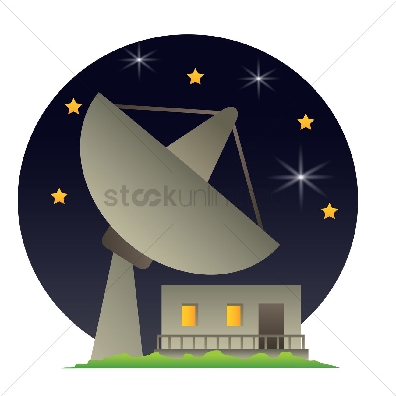 1300x1300 Space Station With Satellite Vector Image