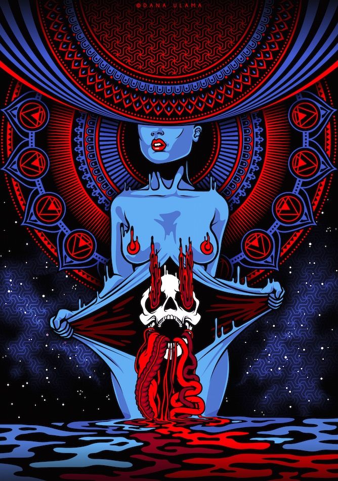 668x948 Trippy Death Psytrance Goa Psychedelic Space Vector Digital Art