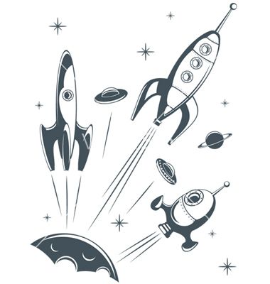 380x400 Retro Spaceship Vector 400729