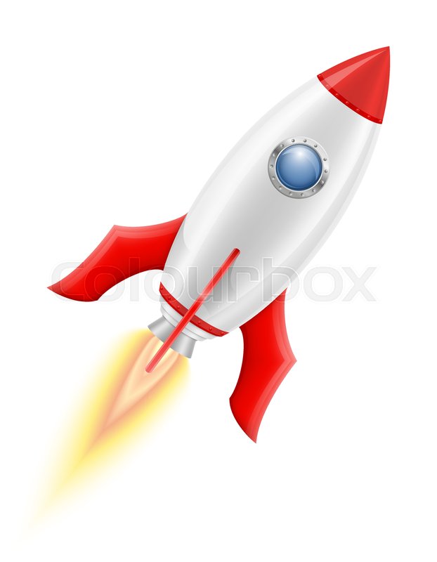 622x800 Space Rocket Retro Spaceship Vector Illustration Isolated On White