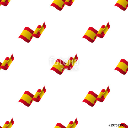500x500 Seamless Pattern With Waving Flag. Spain Flag. Vector Illustration