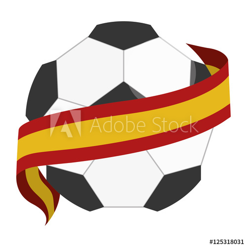 500x500 Soccer Ball With Spain Flag, Vector Illustration