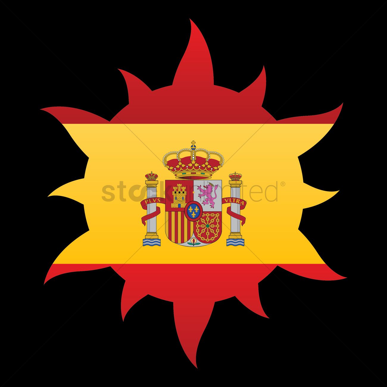 1300x1300 Sun With Spain Flag Vector Image